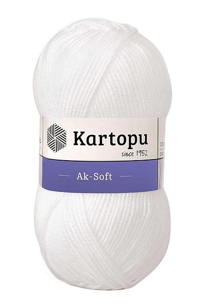 Kartopu خيوط الحياكة Kartopu K010 Ak-Soft – 100 جرام، 250 متر – أبيض