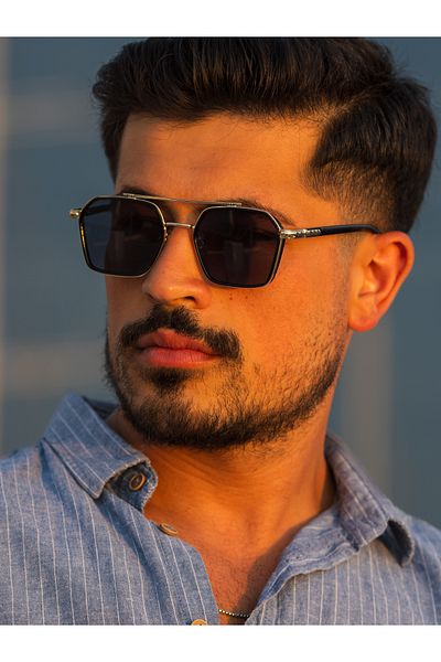 Angel Eyes Gold Black Frame Black Glass Men's Sunglasses Uv400 Protected