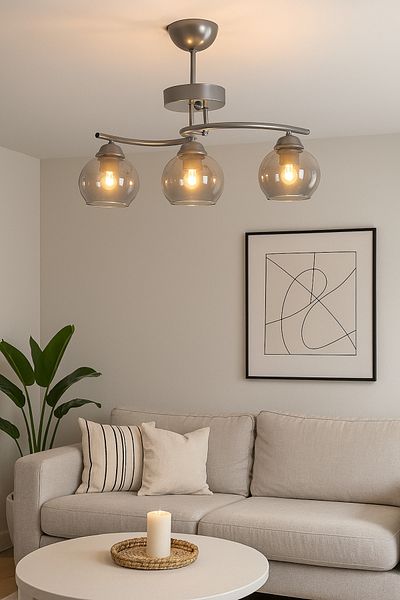 Modavize Fuji Modern Decorative Living Room - Kitchen - Bedroom Gray Color Smoked Glass 3-Piece Chandelier