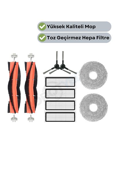robotyedek Dreame L10S Pro Gen 2 Compatible Replacement Brush Hepa Filter Mop Set-10 Pieces