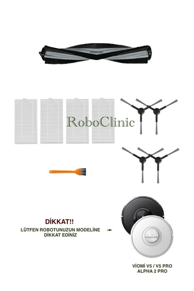 Roboclinic Viomi V5 / V5 PRO / ALPHA 2 PRO Robot Süpürge Uyumlu Yedek Fırça,H...