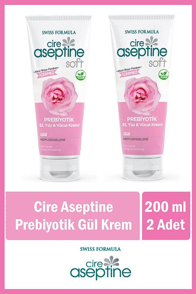 CIRE ASEPTINE Hand, Face and Body Cream 200 ml Prebiotic Rose X 2 Pieces
