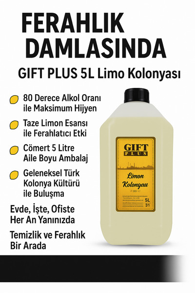 gift plus Kolonya 5 lt 80 Derece Limon Kolonyası