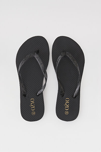 OZYO Flip-flops Havana cu sclipici negru