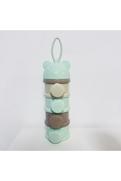 DUTRIEUX علبة مسحوق حليب محمولة على شكل دب أخضر مكونة من 4 طبقات وفتحات متعددة وحبوب طعام للأطفال الرضع برسومات كرتونية S