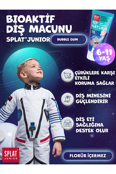Splat Junior Toothpaste - so' Natural 6-11 Bubble Gum 98% - 73 g
