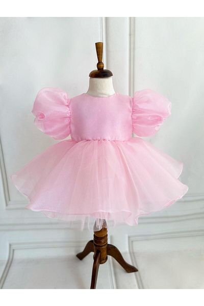 Hobidik Rochie din tul din organza cu maneci cu balon