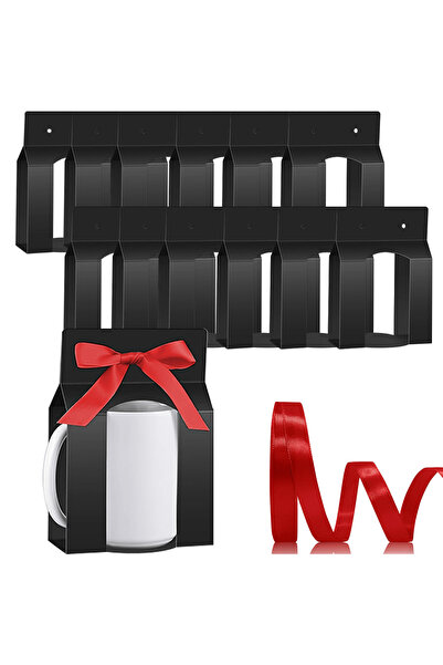 Choice 11.5x9.5x8.5 سم، علبة أكواب سوداء، عبوة من 12 كوبًا مع شريط لفة واحدة للهدايا، 11-12 أونصة من أكواب التسامي، عبوة هدايا