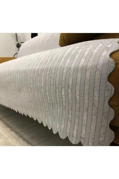 DECORA CASA HOME COLLECTİON غطاء أريكة سرير من القطيفة المخططة من الخيزران غي...