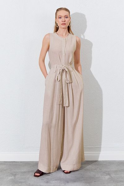 TENA Women's Natural Sleeveless Girdle Tie Double Leg Jumpsuit