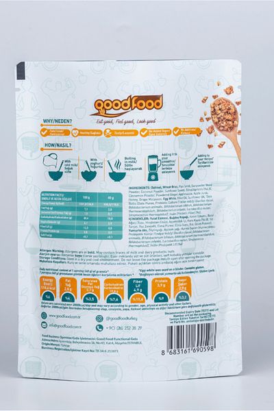 Good Food Probiotic and Prebiotic Granola with Flax Seeds and Dates Bar Particles, 200 g