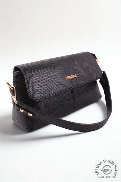 Armine Original Armine Premium Quality Women's Shoulder and Hand Bag Black Crocodile 347 Suitable for Daily Use