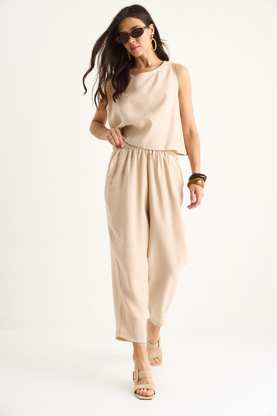 Bianco Lucci Women's Thick Strap Blouse Elastic Waist Pants Modal Suit 3089 60283231