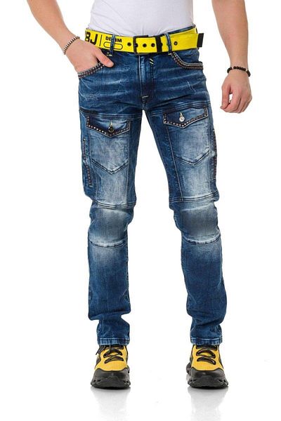 Cipo & Baxx Дънки с джобове в тъмносини цветове Cd810 Modern Fit