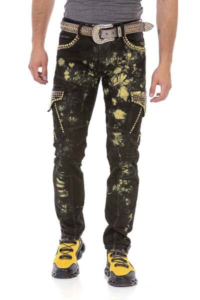 Cipo&Baxx Cd677 Cargo Pocket Yellow Washed Jeans