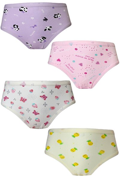 Stil Pery Stil Kız Çocuk Desenli Asorti Empirme Slip Külot 4'lü