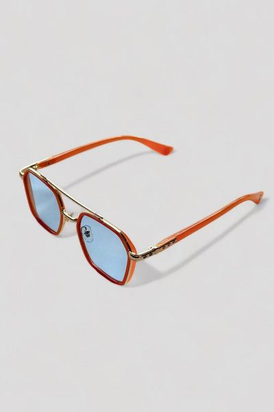 MACERATİ Unisex Vintage Blue Glass Orange Frame Sunglasses