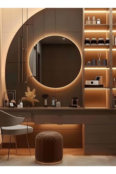 Taimi 50cm Round Makeup Mirror with LED Backlight, Makeup Mirror Suitable for Dressing Room and Bedroom