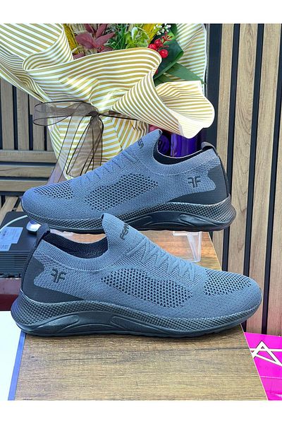 homiro Laceless Knitwear Sports Shoes-Gray