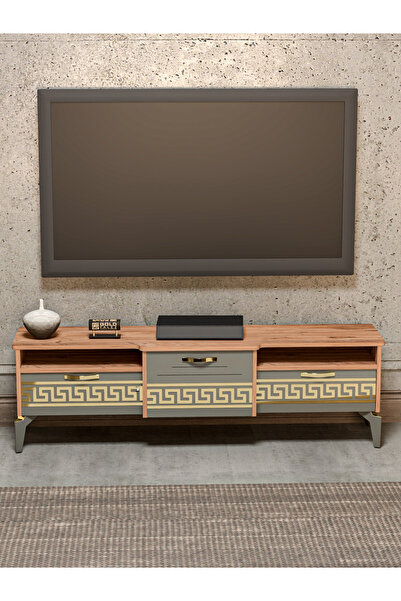 GOLDFALEZ Tv Sehpası Tv Ünitesi 160 Cm Atlantik Çam Gold Mistral 5070