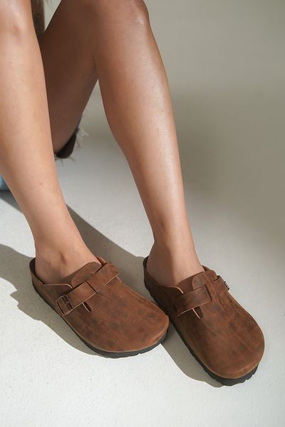 HVZ Exclusive Camel Closed Front Eva Sole Buckle Daily Slippers Sumpa Sabo Cork Sole Άνετες εργονομικές παντόφλες
