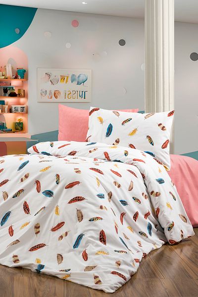 CANDAN ÇEYİZ Laka Personality Duvet Cover Set with Single Cotton 2 Pillow Cases (Gift)