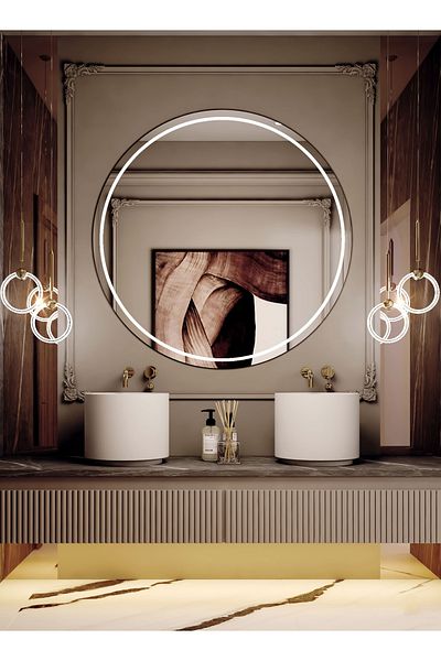 Taimi Round Bathroom Mirror Black 80cm With 3 Light Modes And Smart Touch Button
