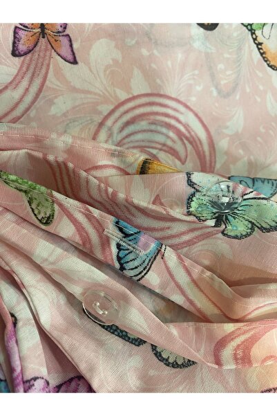 CANDAN ÇEYİZ Egyágyas lepedő, rugalmas pamut, rózsaszín pillangós paplanhuzat szett 2 párnahuzattal