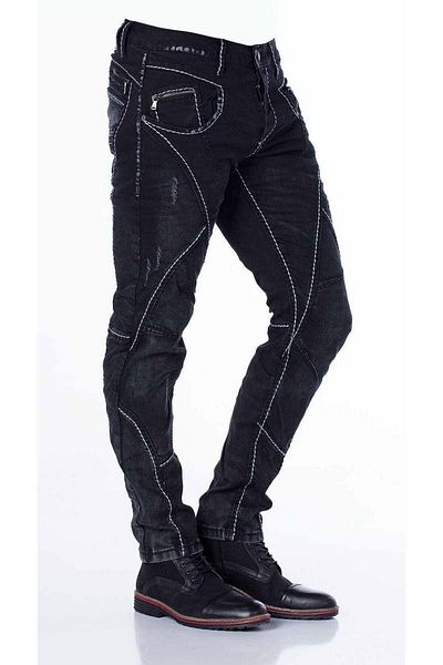 Cipo & Baxx Cd288 Παντελόνι τζιν σε στυλ Biker με κομμένο ραμμένο