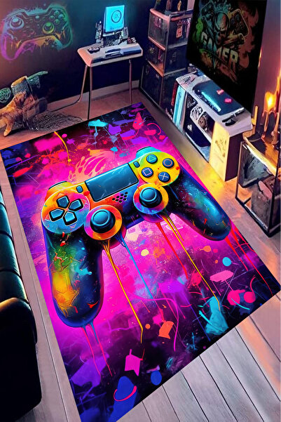 Bordo Halı Oyun Halısı Makinede Yıkanabilir Kaymaz Taban Leke Tutmaz Genç Oyuncu ve Çocuk Odası Halısı-OYUN1