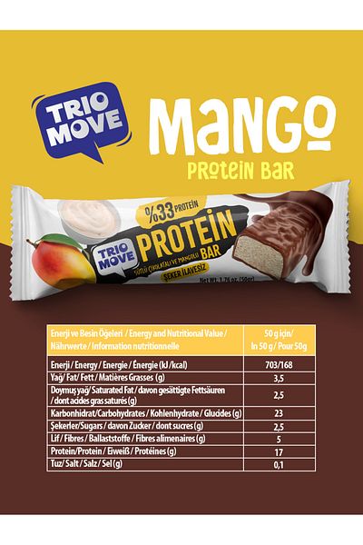 TrioMove Protein Bar with Mango and Yogurt - 33% Protein, 50 g X 9 Units