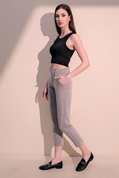 NEW LAVİVA Γυναικεία φούτερ με μαλακή υφή με ελαστική μέση σε πούδρα με τσέπες - ίσια κοπή και φορέστε