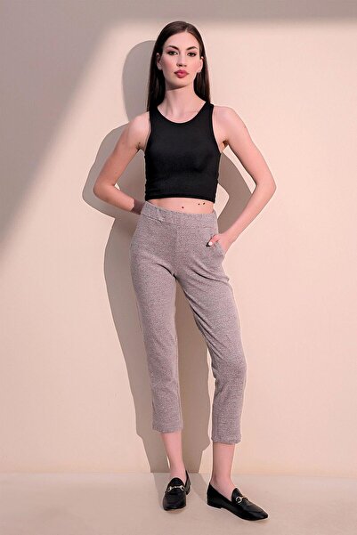 NEW LAVİVA Γυναικεία φούτερ με μαλακή υφή με ελαστική μέση σε πούδρα με τσέπες - ίσια κοπή και φορέστε