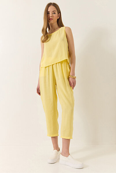 Bianco Lucci Női vastag pántos blúz és elasztikus nadrág, modális készlet: 30...