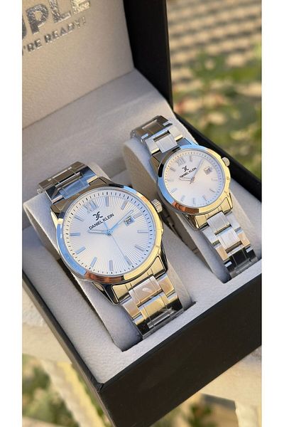 Daniel Klein Couple's Combination - Couple's Watch, Steel Band, Calendar Dial, 3 Atm B.13908M1