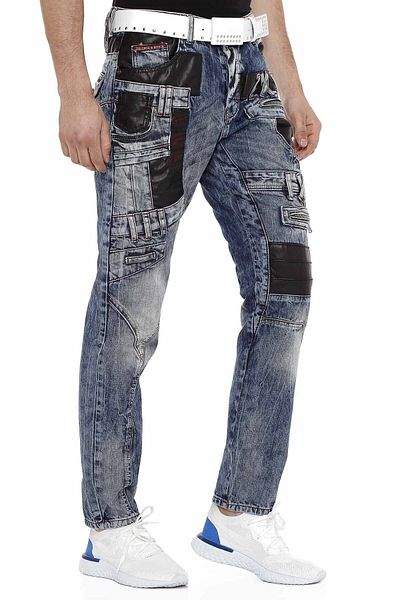 Cipo & Baxx Мъжки дънки Cd482 Street Style Patchwork в синьо