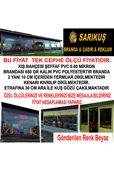KAYA PLASTİK KIŞ BAHÇESİ 300X200 PVC ŞEFFAF BRANDA