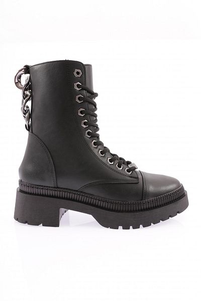DGN Women's Thick Chain Accessory Boots Black 211012321027