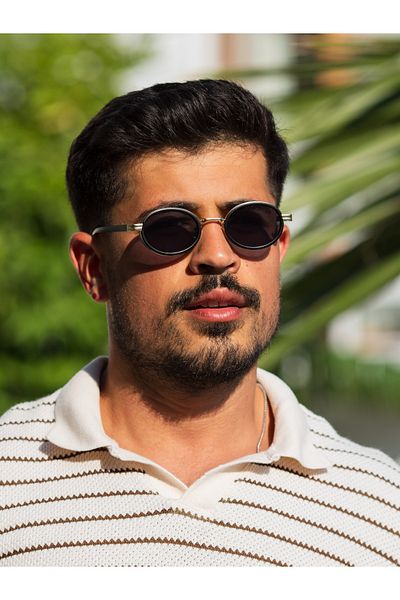 TomyHelf Oval Black Gold Frame Black Glass Unisex Sunglasses