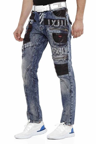 Cipo & Baxx Мъжки дънки Cd482 Street Style Patchwork в синьо