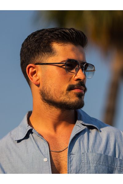 TomyHelf Unisex Sunglasses |   Rectangle Design, Dark Gray Metal Frame |   Dark Blue Glass |   Db1078/S David Bckhm