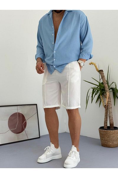 Gameyal Men's Comfortable Cotton Striped Linen Shorts