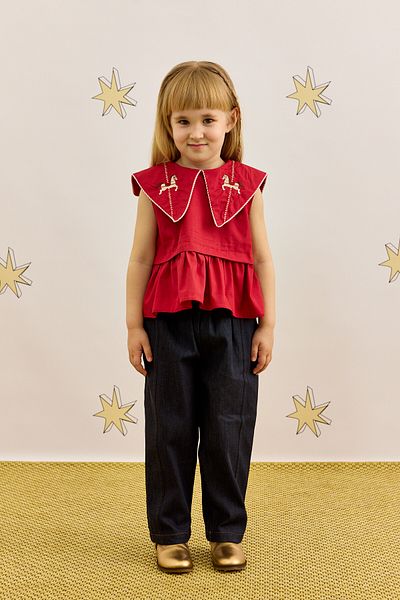 Fahhar Kids Peplum Shirt Red