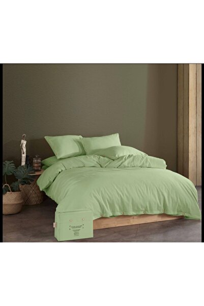 ÇAĞTEXX 100% Cotton Linen Fabric Single Color Single Duvet Cover Set