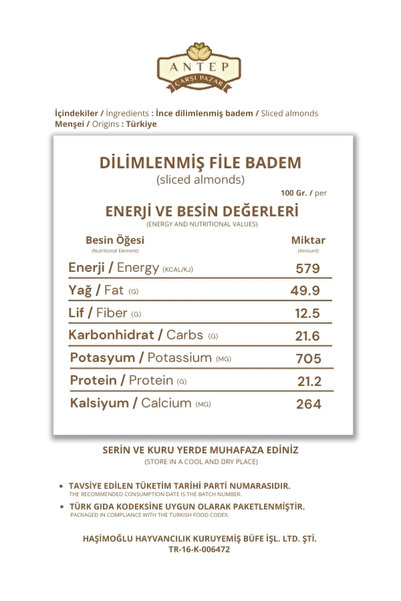 Antep Çarşı Pazar File Badem 50 Gr. | File Fındık 50 Gr.