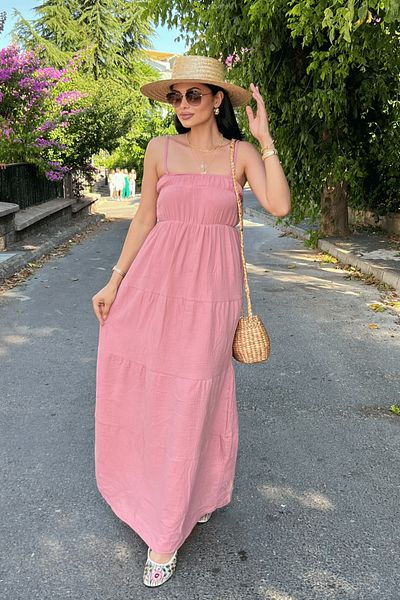giyimmasalı Μακρύ Φόρεμα Muslin Fabric - ΠΟΥΔΡΑ