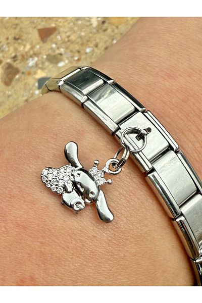 Snartun Zircon Stone Rabbit Steel Charm and Italian Steel Bracelet I Special Boxed