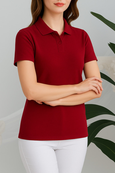 nacar çarşı Μπλουζάκι Unisex με γιακά πόλο, κοντό μανίκι, σε μπορντό χρώμα