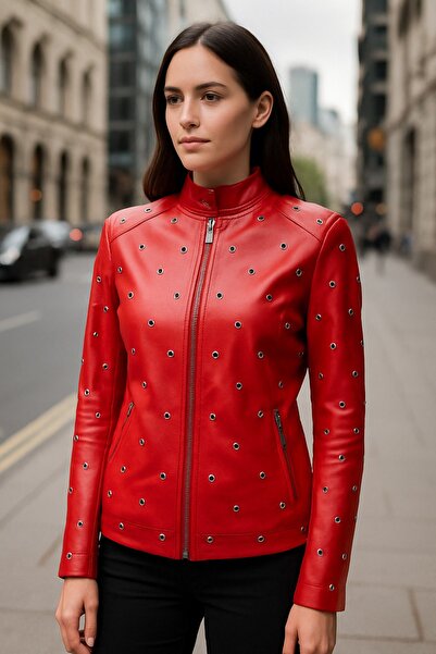 ZELIA Wear Red Strike Women's Genuine Leather Jacket