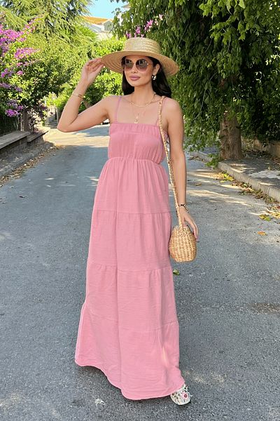 giyimmasalı Μακρύ Φόρεμα Muslin Fabric - ΠΟΥΔΡΑ